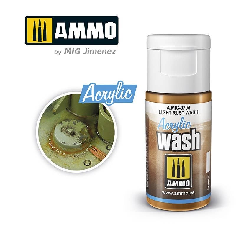 AMMO by Mig Jimenez Acrylic Wash Light Rust – Lavado acrílico óxido claro 15 ml