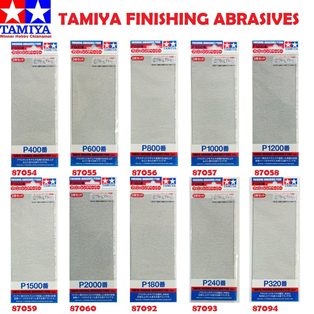 Tamiya Lijas Sand paper  #400, #600, and #1000.